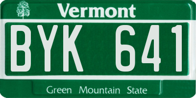 VT license plate BYK641