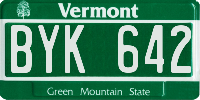 VT license plate BYK642