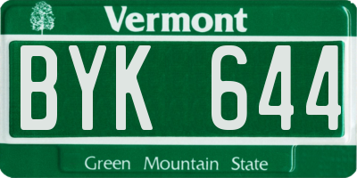 VT license plate BYK644
