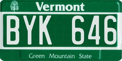 VT license plate BYK646