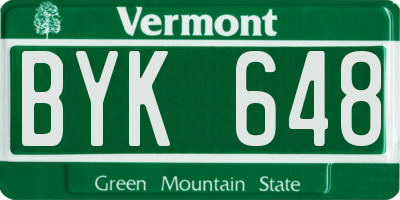 VT license plate BYK648