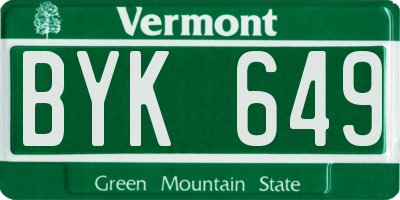 VT license plate BYK649