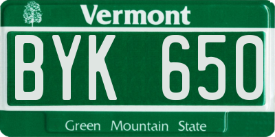 VT license plate BYK650