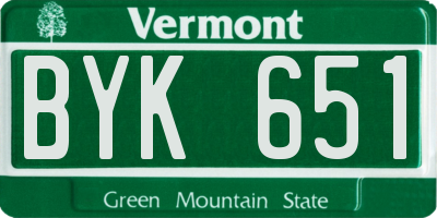 VT license plate BYK651
