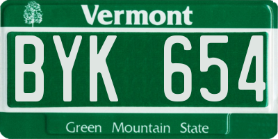 VT license plate BYK654