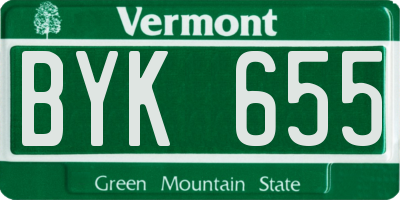 VT license plate BYK655