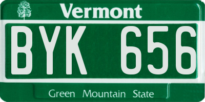 VT license plate BYK656