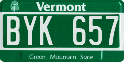 VT license plate BYK657