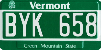 VT license plate BYK658
