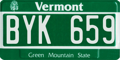 VT license plate BYK659