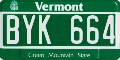 VT license plate BYK664