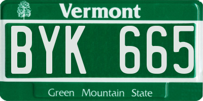 VT license plate BYK665