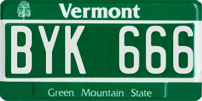 VT license plate BYK666