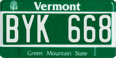 VT license plate BYK668