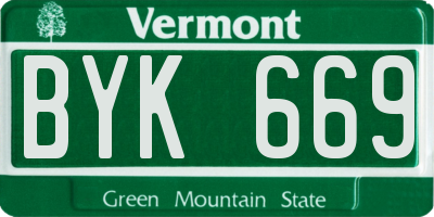 VT license plate BYK669