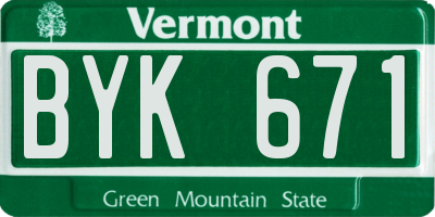 VT license plate BYK671