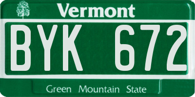 VT license plate BYK672