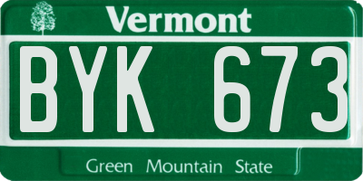 VT license plate BYK673