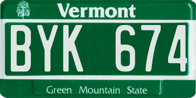 VT license plate BYK674