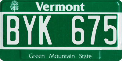VT license plate BYK675