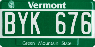 VT license plate BYK676