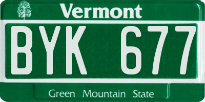 VT license plate BYK677