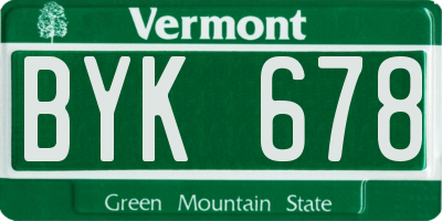 VT license plate BYK678