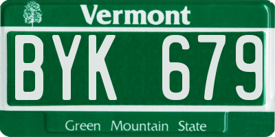 VT license plate BYK679