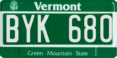 VT license plate BYK680