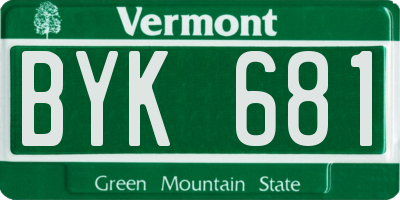 VT license plate BYK681