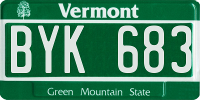 VT license plate BYK683