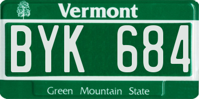 VT license plate BYK684