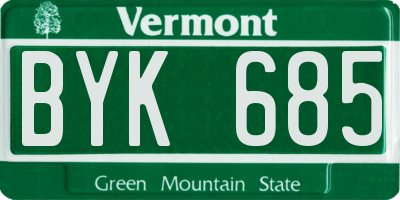 VT license plate BYK685