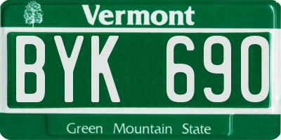 VT license plate BYK690