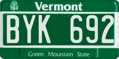 VT license plate BYK692