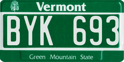 VT license plate BYK693
