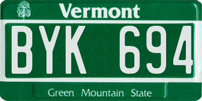 VT license plate BYK694
