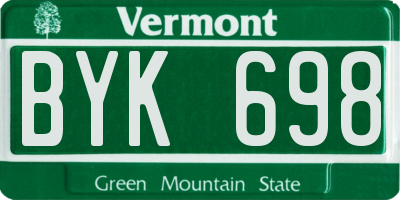 VT license plate BYK698