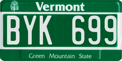 VT license plate BYK699