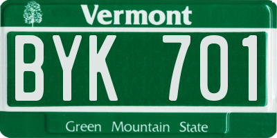VT license plate BYK701