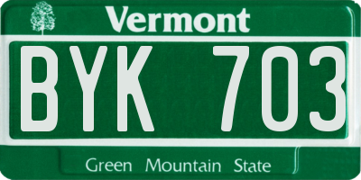 VT license plate BYK703