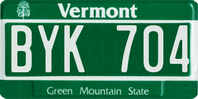 VT license plate BYK704