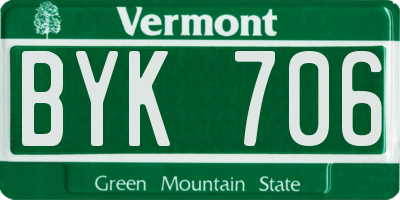 VT license plate BYK706