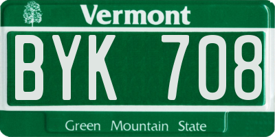 VT license plate BYK708