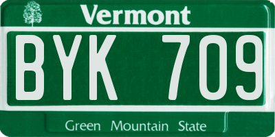 VT license plate BYK709
