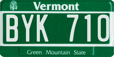 VT license plate BYK710