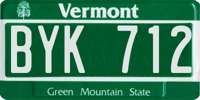 VT license plate BYK712