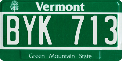 VT license plate BYK713