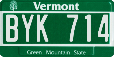 VT license plate BYK714