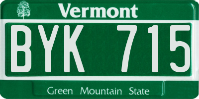 VT license plate BYK715